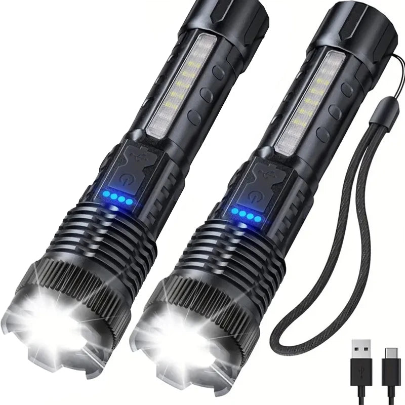 Taktisk LED-ficklampa – Uppladdningsbar med 6 Ljuslägen