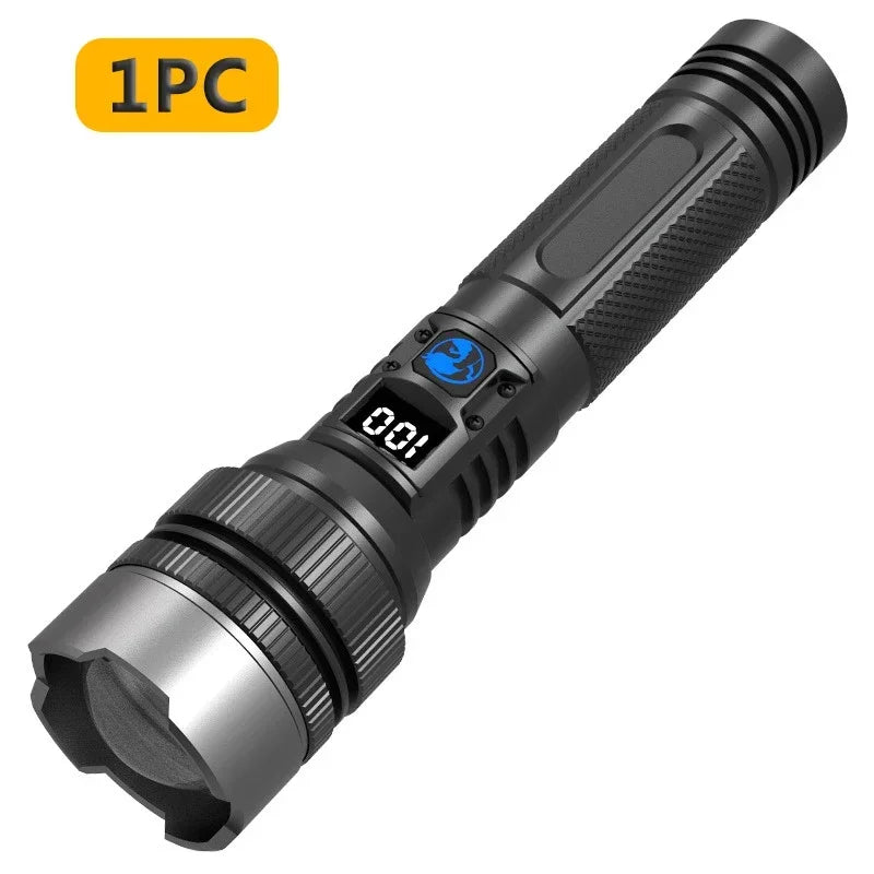 Superljus Ficklampa – 100 000LM Uppladdningsbar LED-lampa för Fiske & Camping