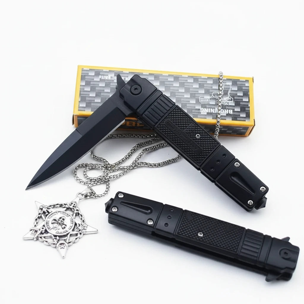 Hopfällbar Fickkniv i Rostfritt Stål – Portabel EDC-kniv för Fiske & Camping