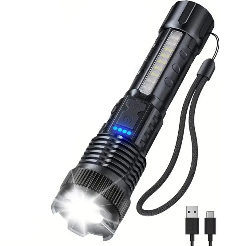 Taktisk LED-ficklampa – Uppladdningsbar med 6 Ljuslägen